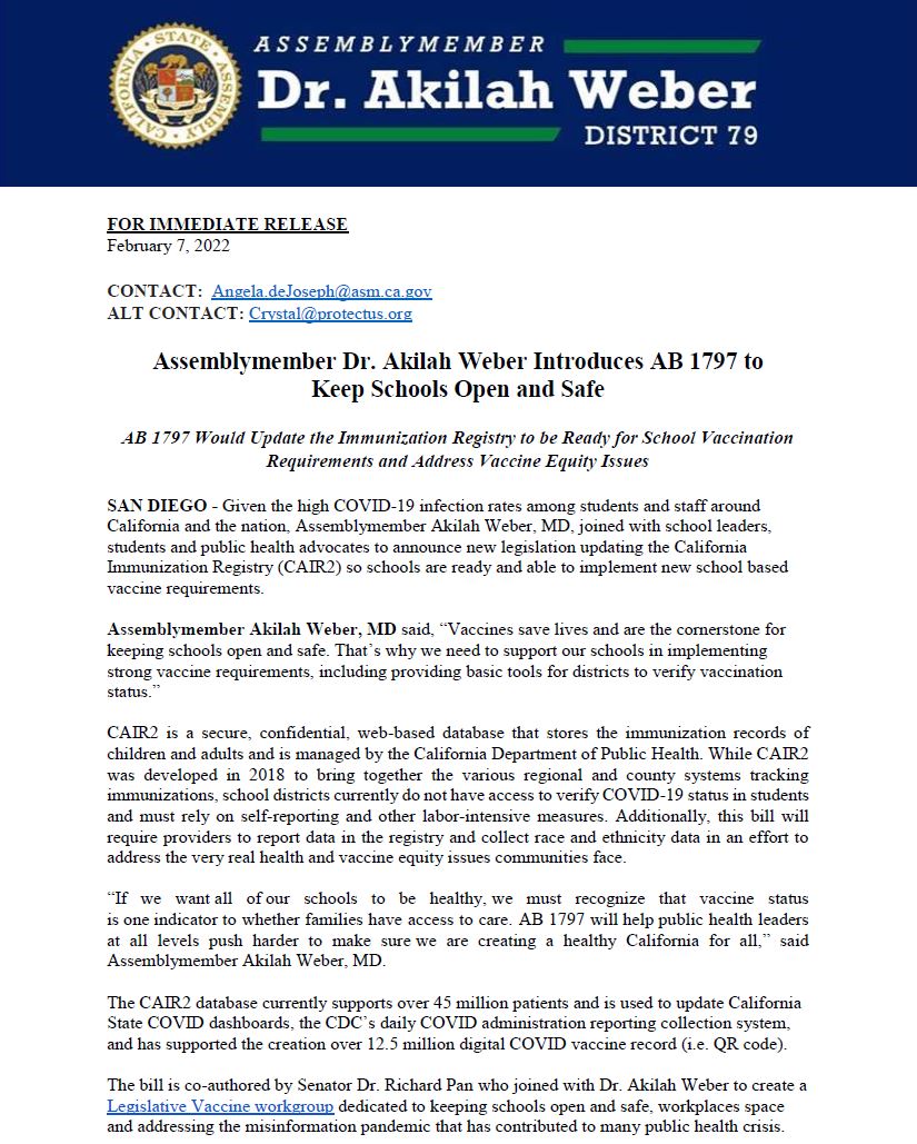 Image of AB 1797 Press Release