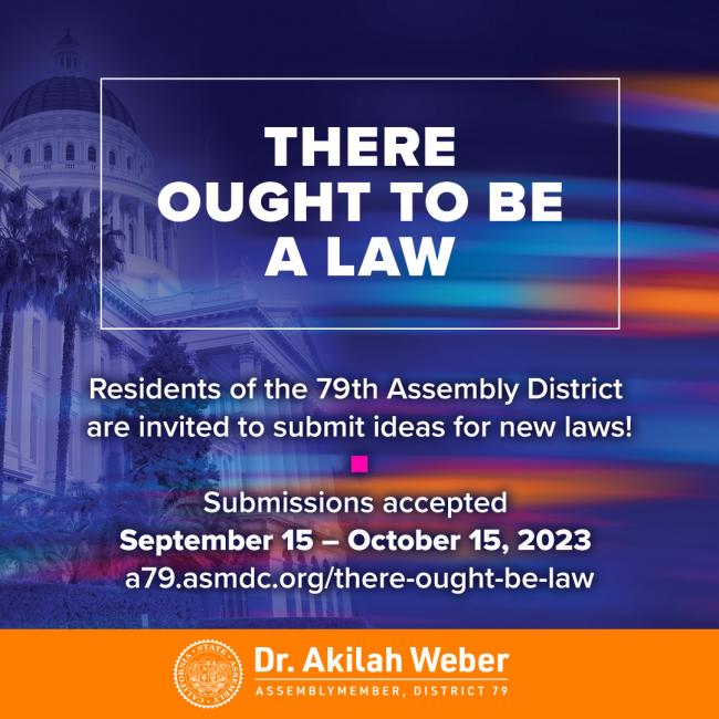 There Ought to Be Law Graphic with date September 15-October 15 as submission period